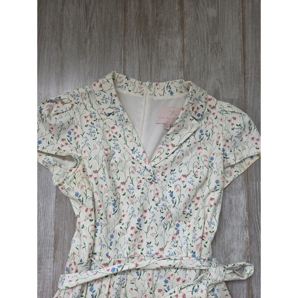 NWOT Gal Meets Glam Anne Spring Sprig Floral Wrap Style Dress Womens 10 Belted - Picture 3 of 12